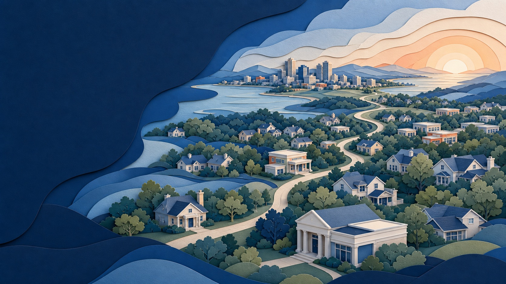 Layered paper-art region representing Marketwise appraisal management coverage