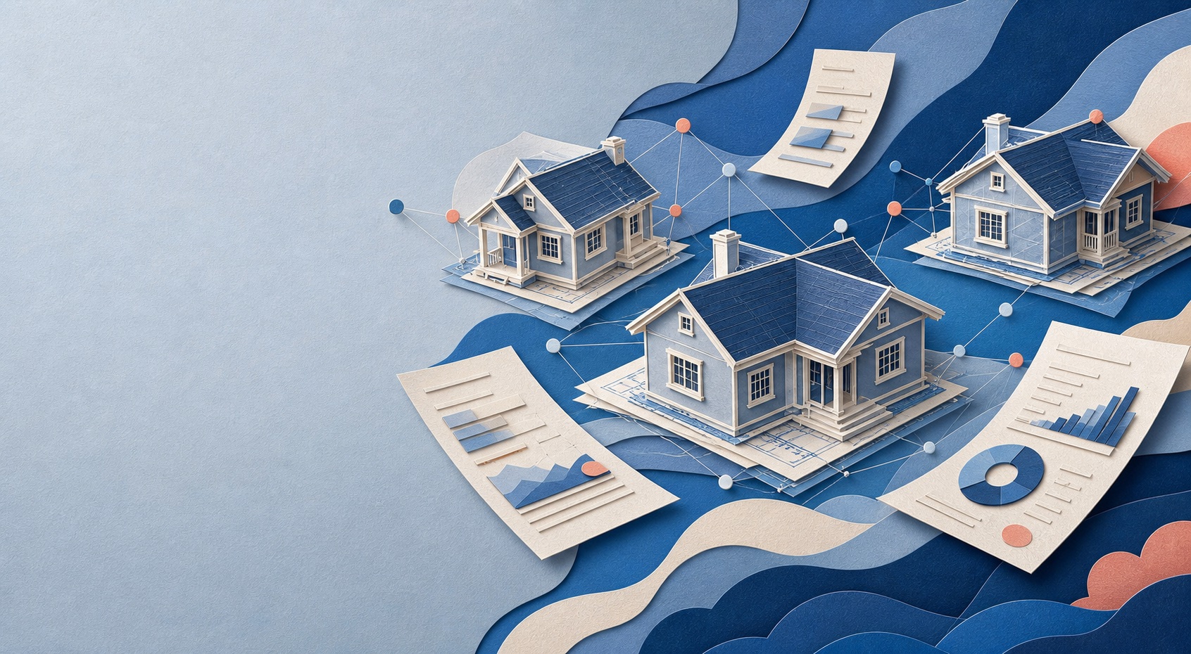 Layered paper-art homes, reports, and structured appraisal data
